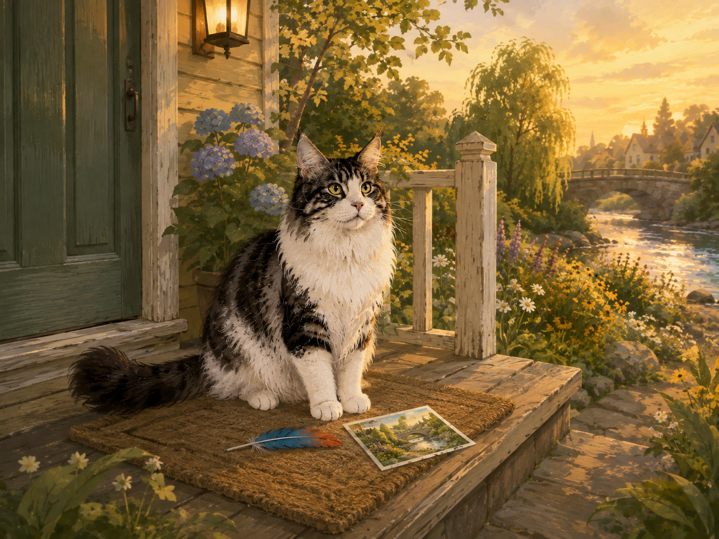A travel postcard memory brought home by the cat